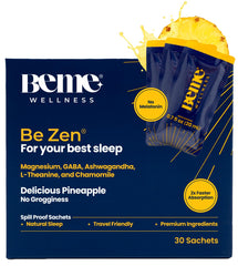BeMe magnesium sleep sachet closeup showing fast absorption for calmer evenings
