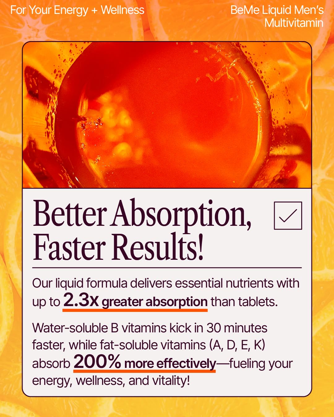 Tear and go BeMe sachet opened for effortless supplementation.
