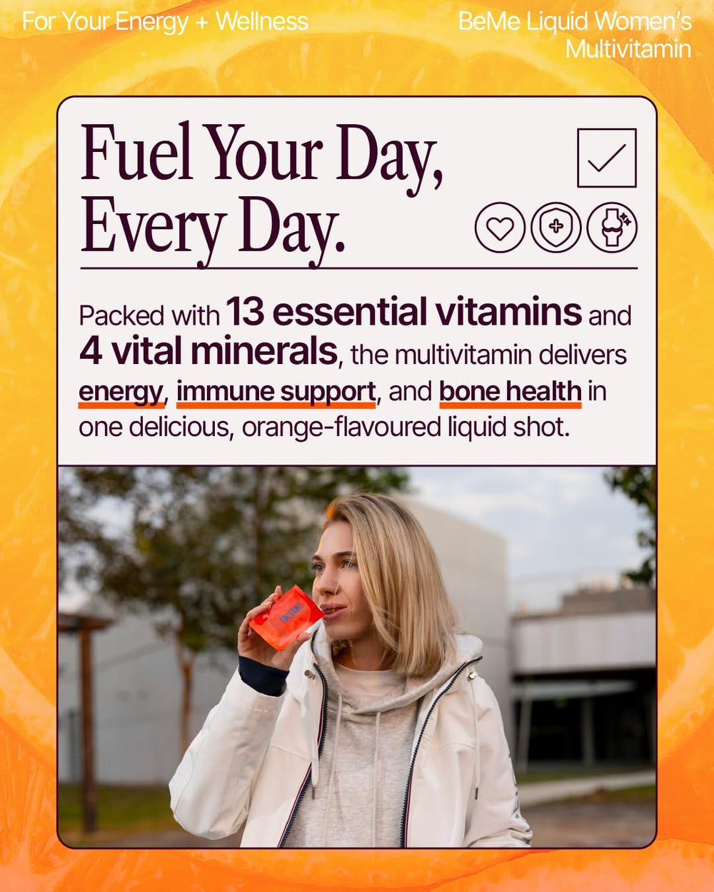 BeMe tear-and-go sachets on the go for quick daily wellness
