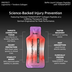 BeMe Tendon Forte liquid grapefruit sachets pack for fast-absorbing athletic nutrition.