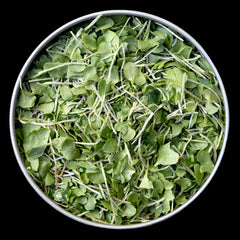 BeMicro whole food microgreens bottle close-up, ideal for smoothies and soups.