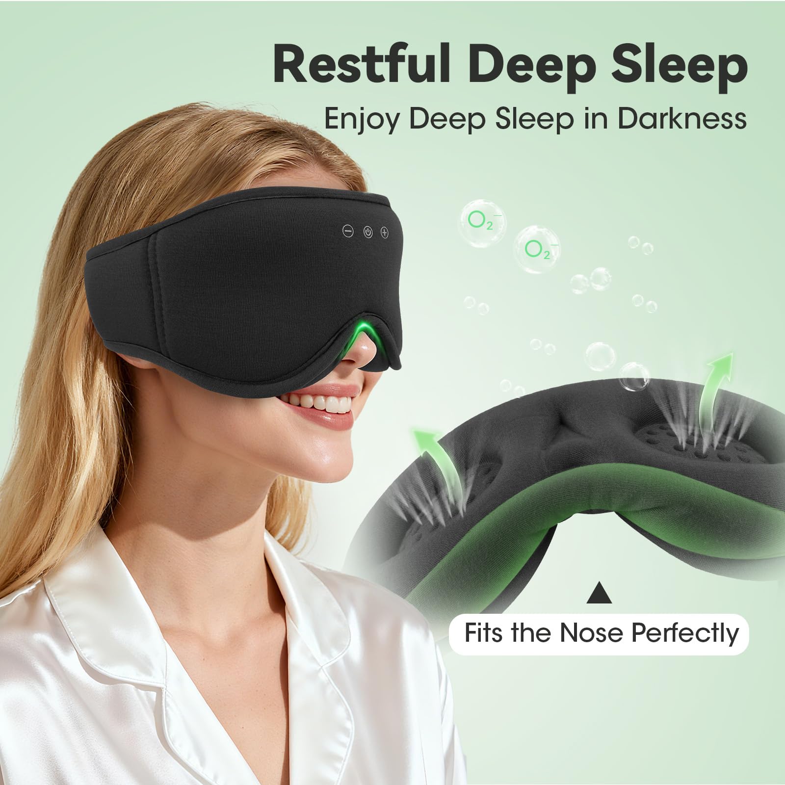 BeMyLady memory foam layer cushions the temples for all-night comfort.