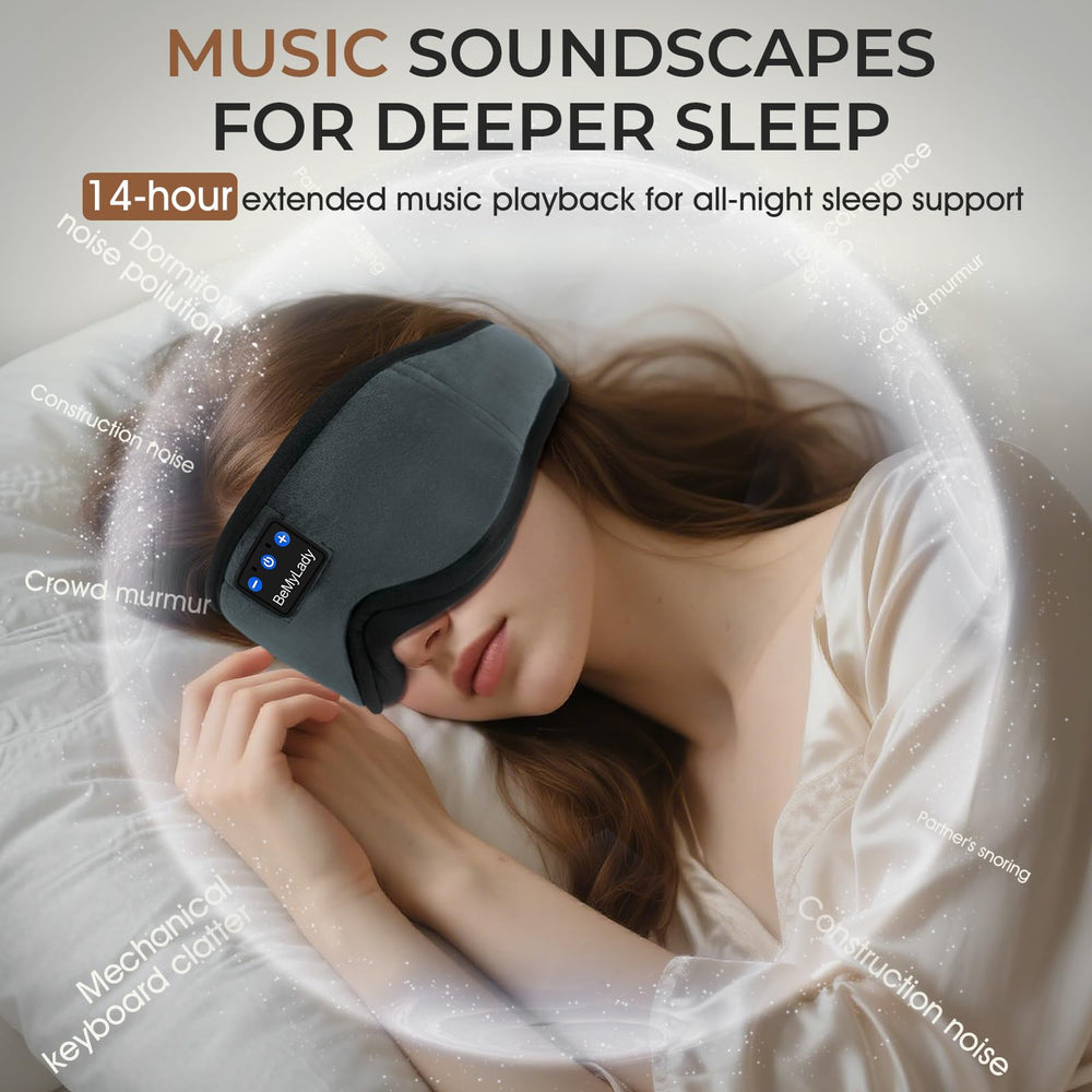 BeMyLady sleep mask highlights 14-hour battery life for uninterrupted listening.