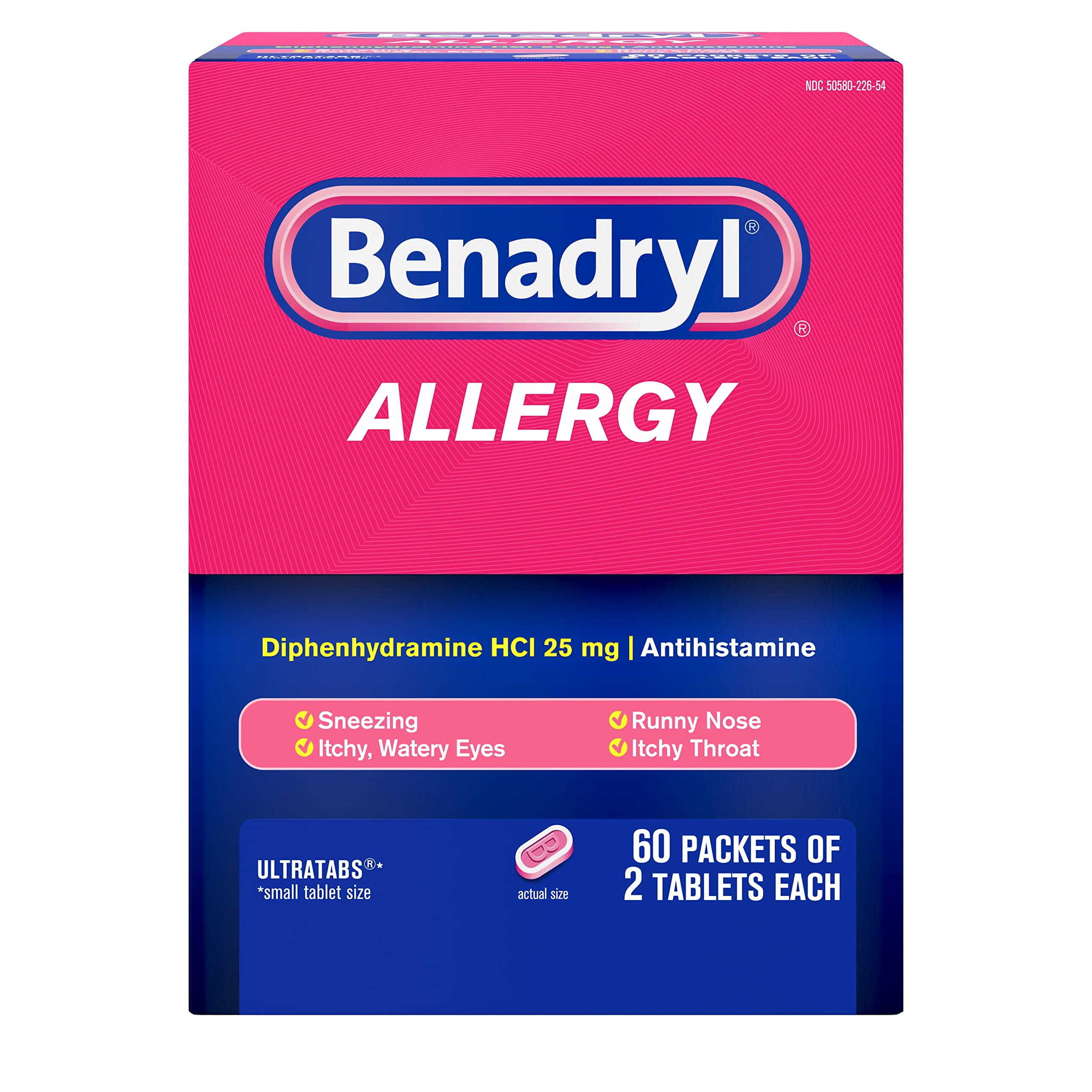 Benadryl ULTRATAB Go Packs 60 packets for on-the-go relief