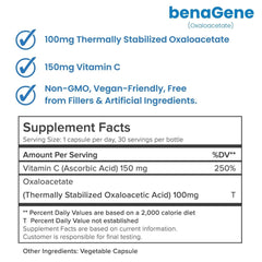 Benagene oxaloacetate daily dose capsules on a tray.