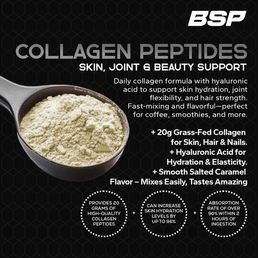 Benavidez Collagen Peptides being stirred into coffee for seamless daily protein supplementation.