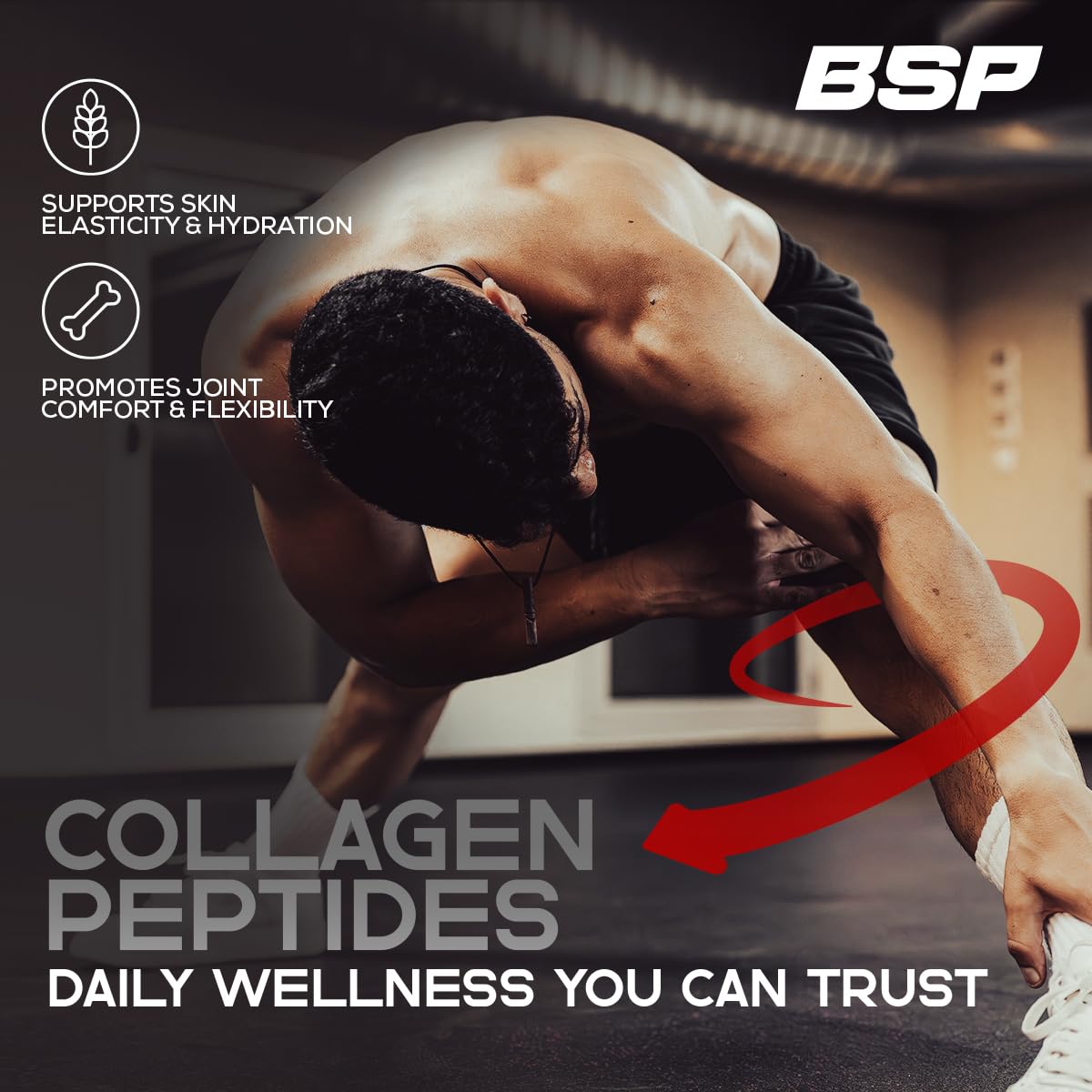 Benavidez Collagen Peptides label showing hyaluronic acid and potential skin moisture benefits.
