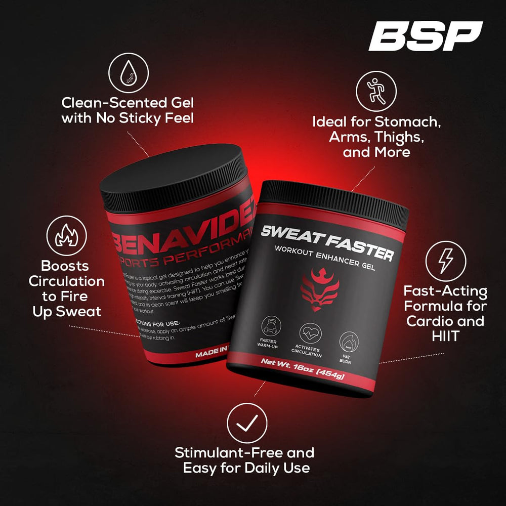 Benavidez Sweat Faster fast absorption close-up emphasizes quick uptake during warm-ups.