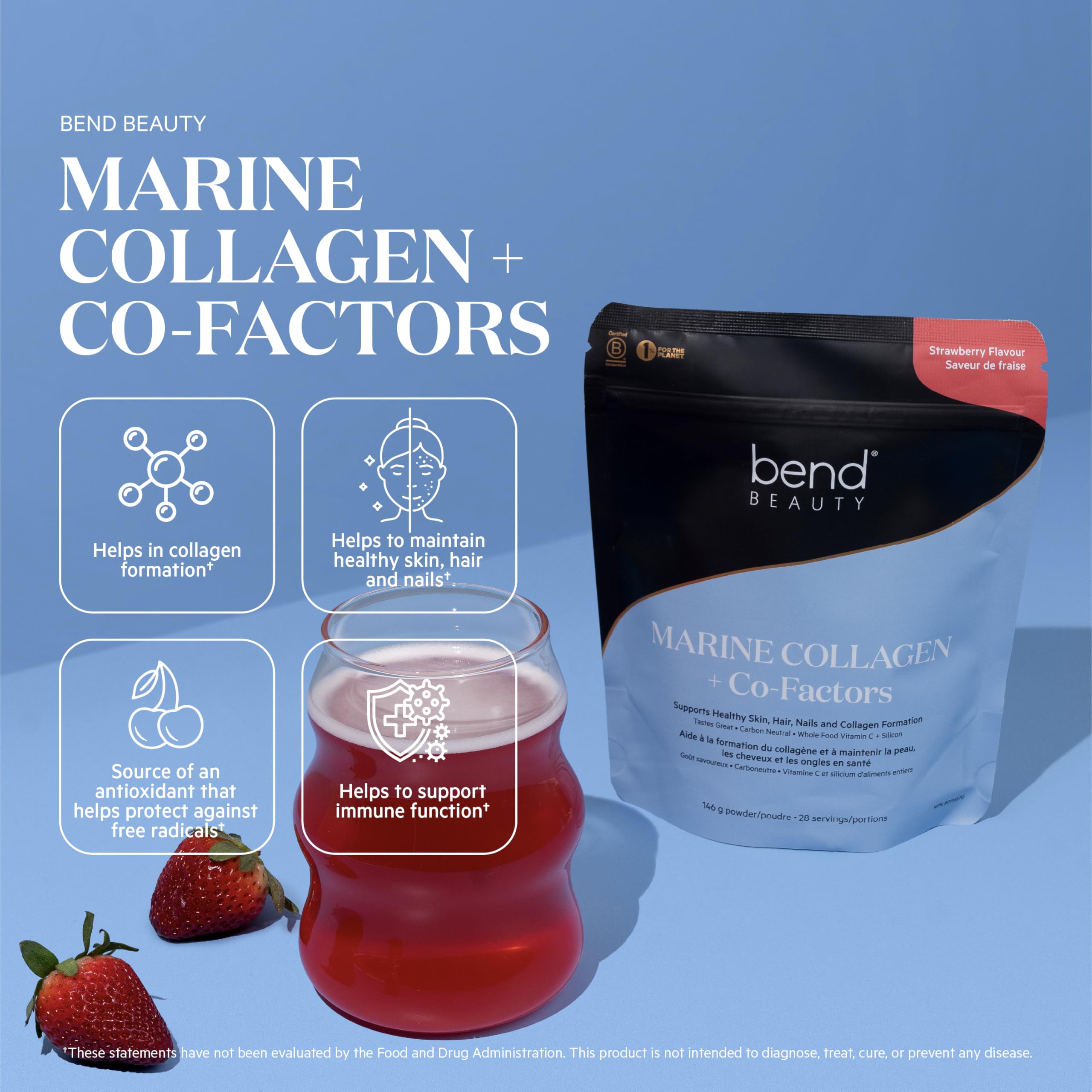Bend Beauty Marine Collagen pour into glass showing effortless daily intake.