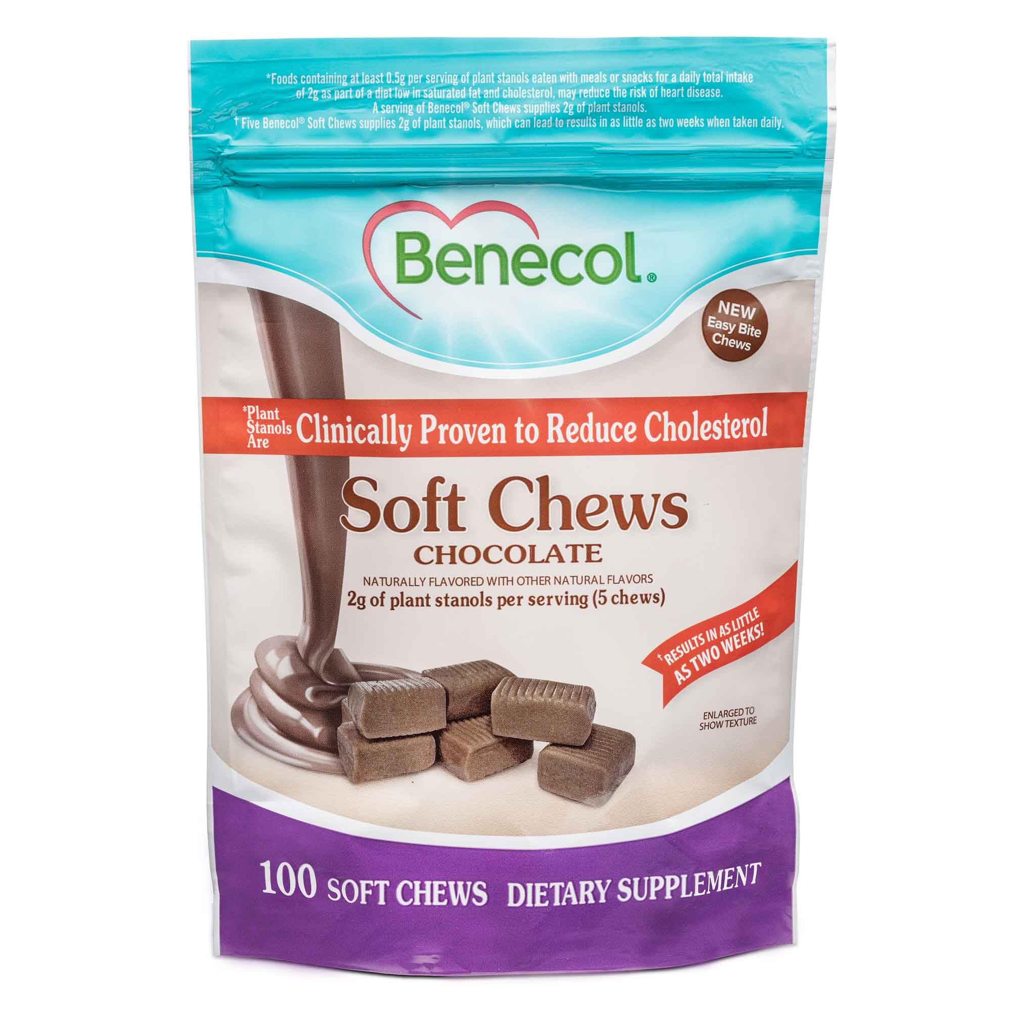 Benecol Soft Chews chocolate close-up for daily heart-healthy routine.