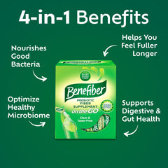 Benefiber On the Go stick packs in hand showing portable fiber option