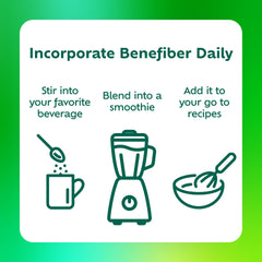 Benefiber On the Go unflavored powder dissolves clear in beverage