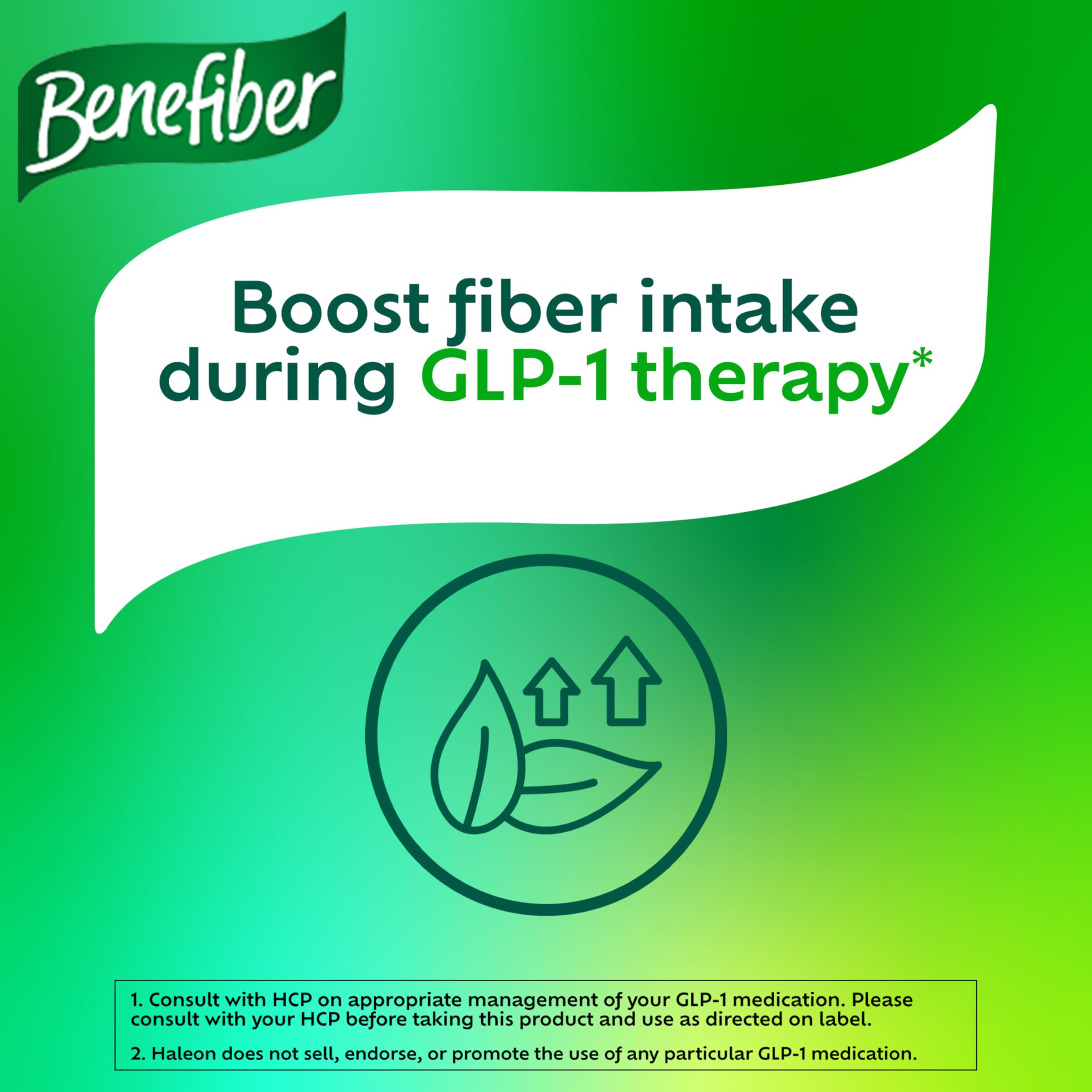 Benefiber Prebiotic Fiber + Supergreens powder dissolving in cold water.