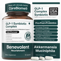 Benevolent Nourishment Benevolent GLP-1 Support bottle showing 60 capsules for daily use