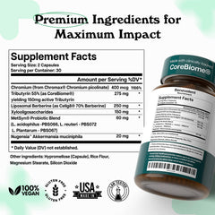 Vegan capsule packaging of Benevolent GLP-1 Support with clear ingredients