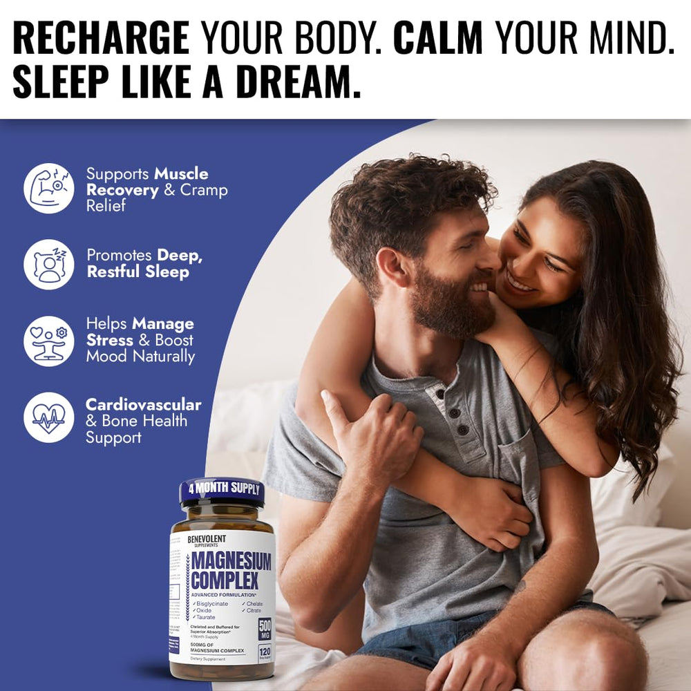 Benevolent Nourishment Magnesium Complex bottle front for daily wellness support.