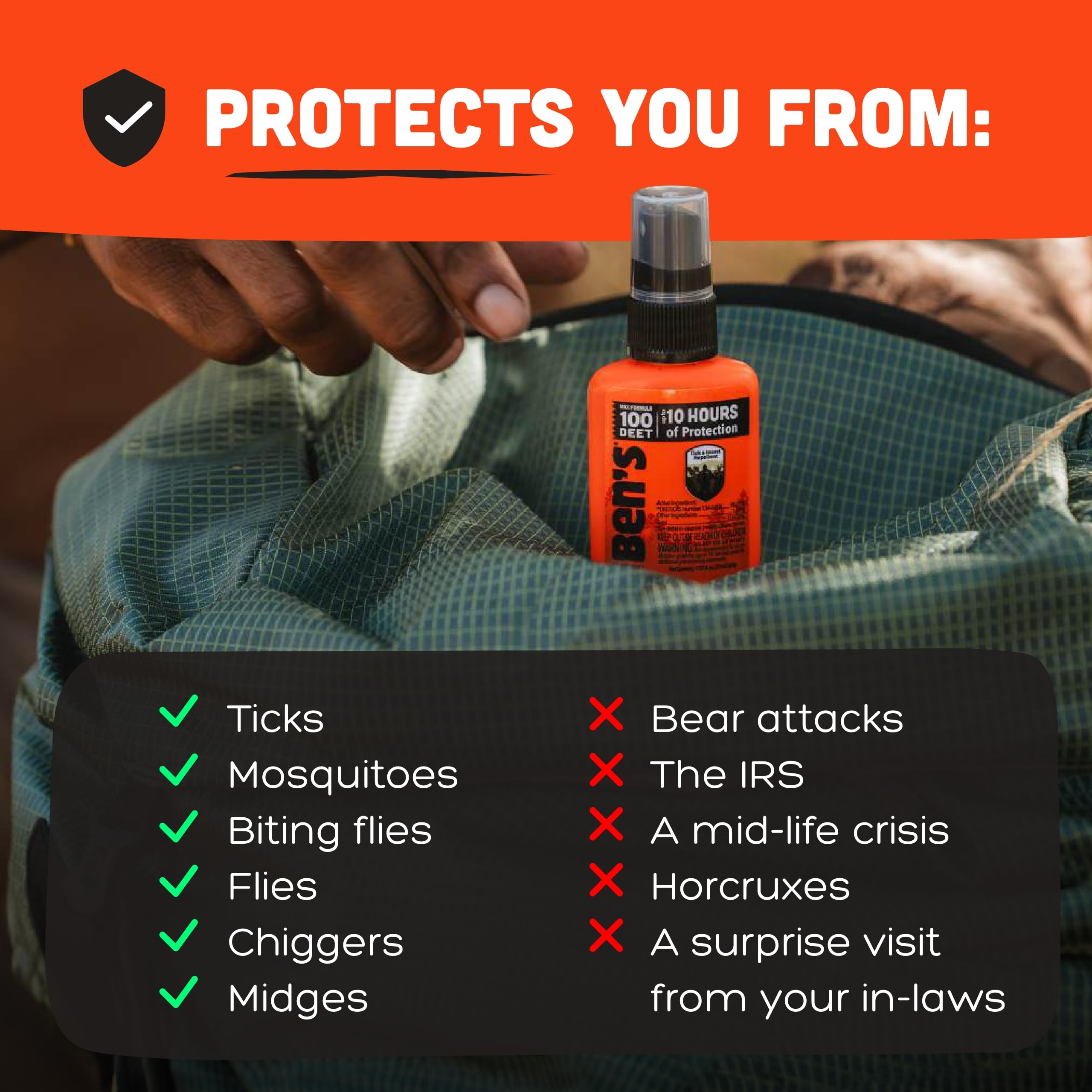 Ben's 100 Tick & Insect Repellent pump spray enabling easy outdoor application.