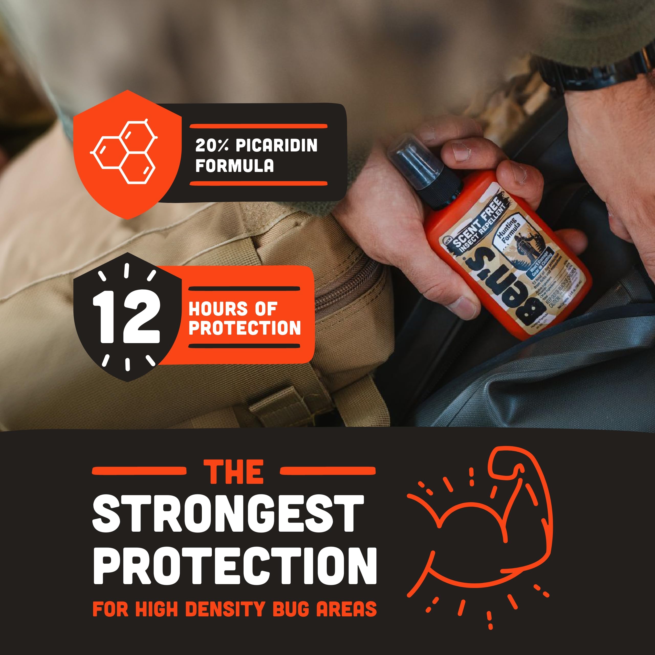 Ben's Hunting Formula provides 12-hour protection against ticks and mosquitoes.
