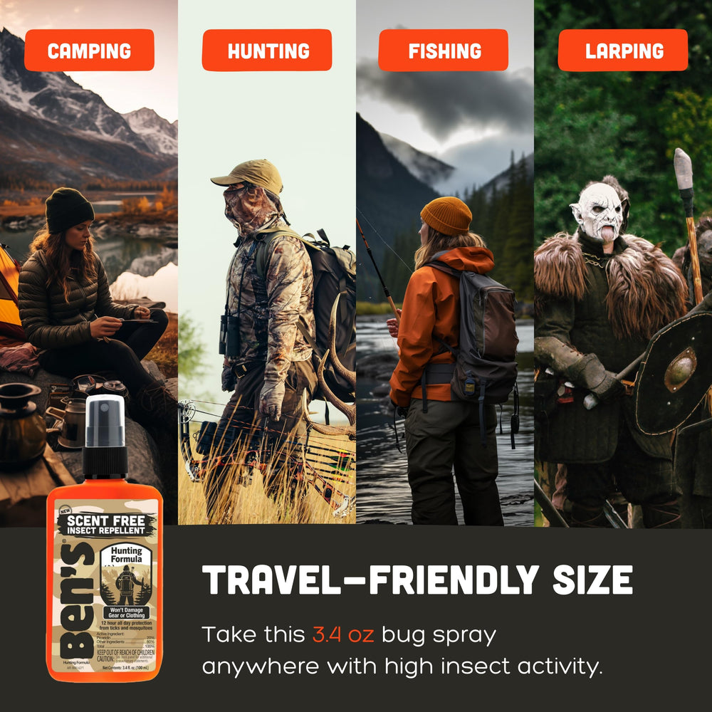 Ben's Hunting Formula gear-friendly scent-free formula safe on gear and apparel.