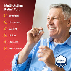 Ben's Natural Health Estro Clear ingredient graphic illustrating DIM and tiger nut.