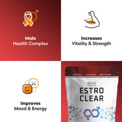Estro Clear label detail on bottle highlighting vegan, non-GMO formula.