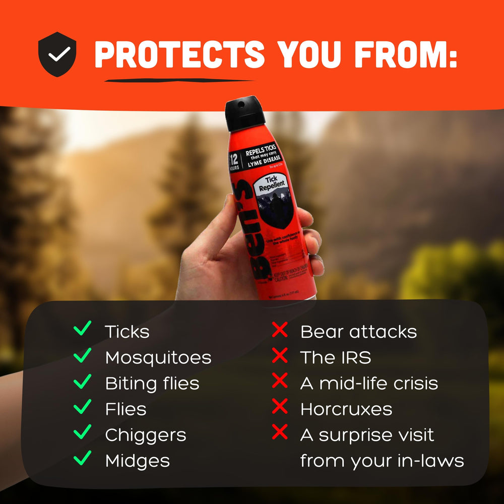 Ben's Tick Repellent on clothing forming a protective barrier outdoors.