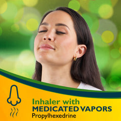 Benzedrex in-use inhaler suggesting quick relief during seasonal allergies.