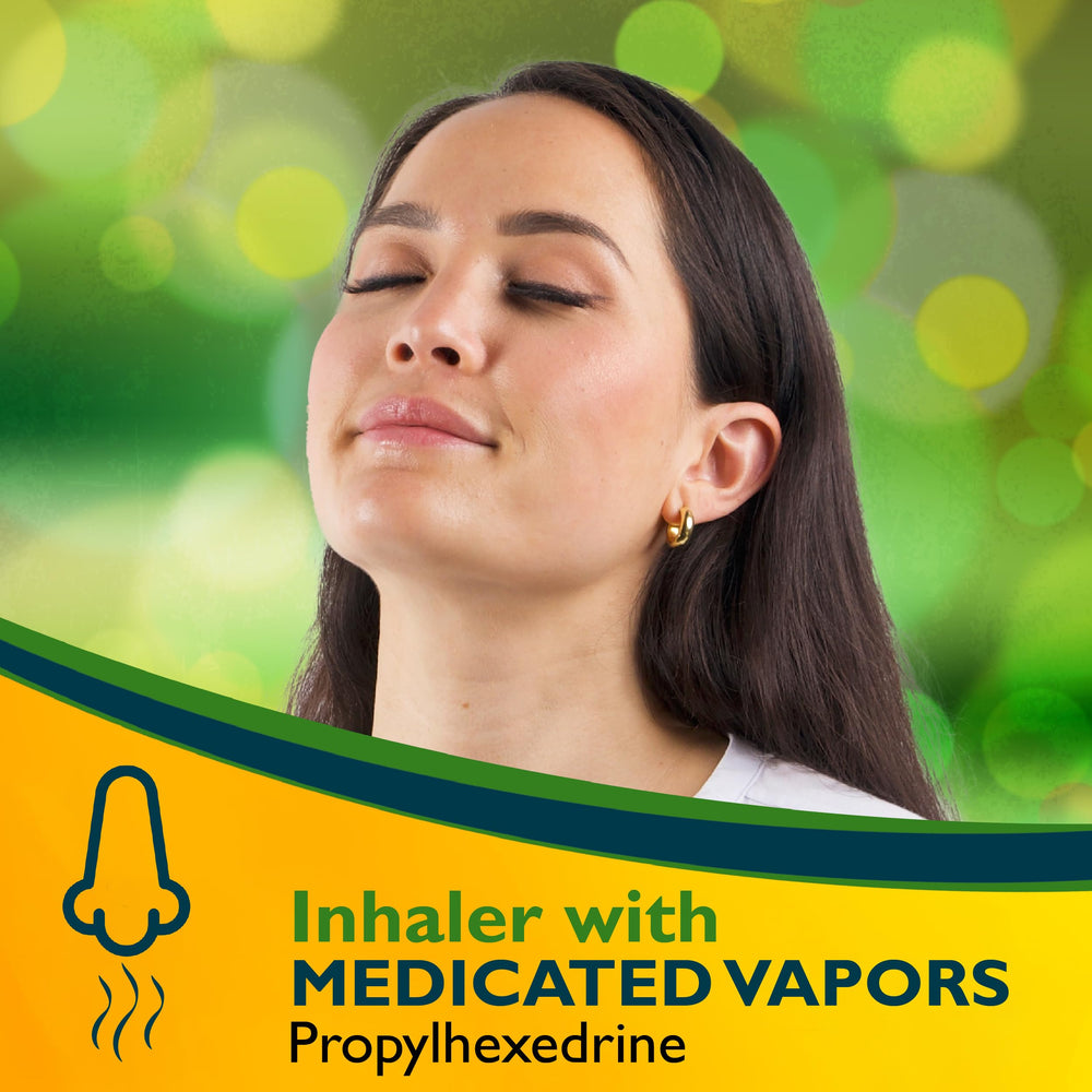 Benzedrex portable-nasal-relief device ready for quick use anywhere.
