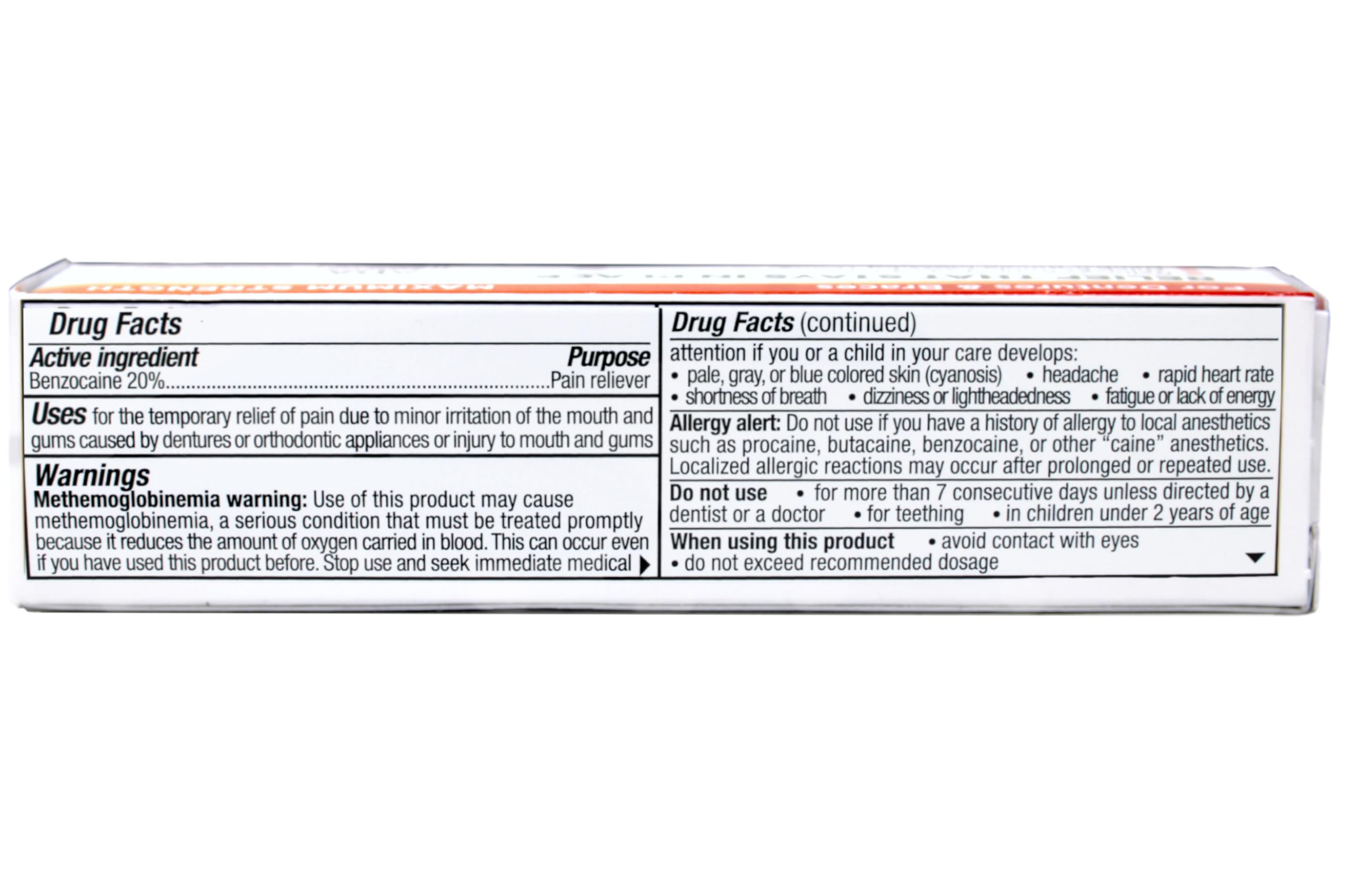 Benzodent braces irritation relief focuses on oral compatibility.