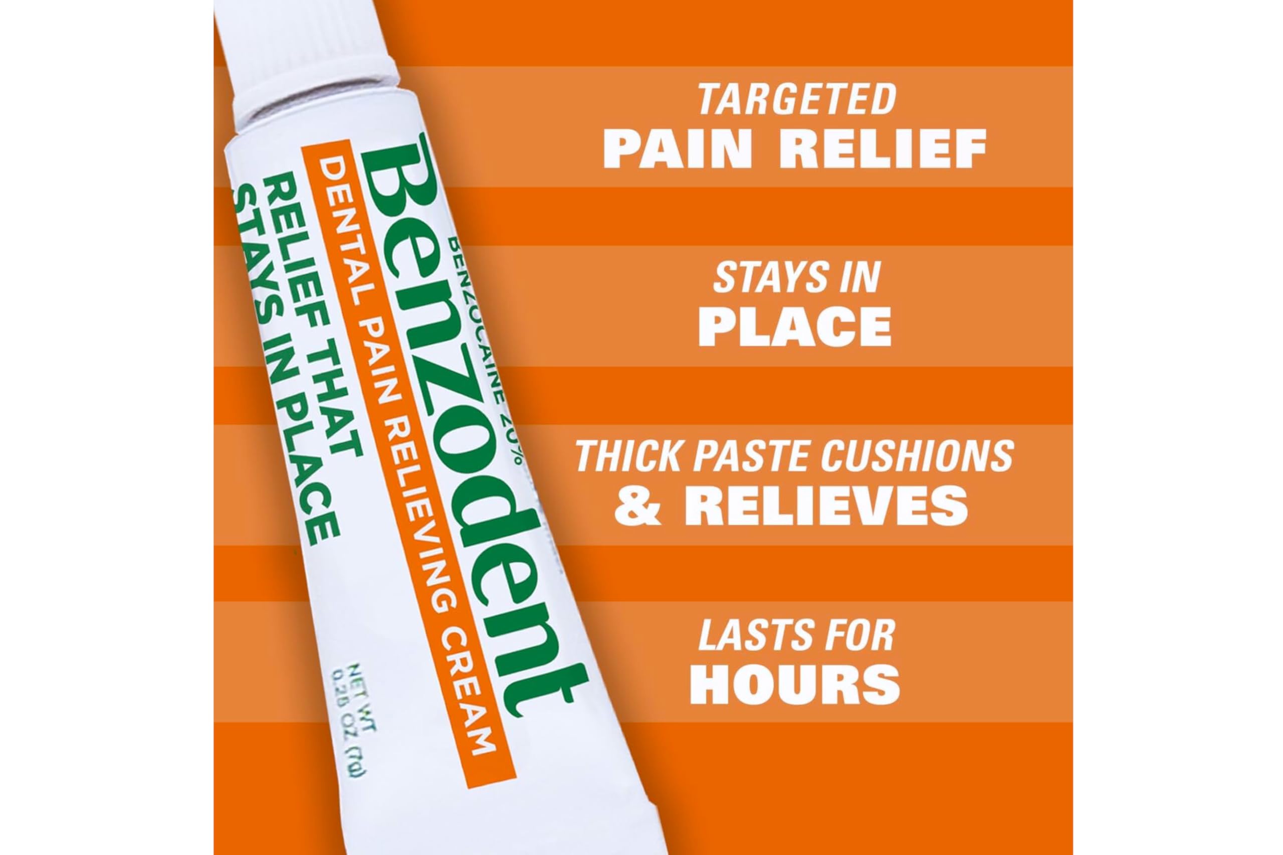 Benzodent dentist-approved ADA seal highlights professional trust.