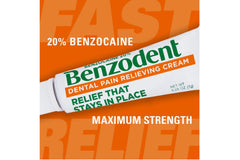 Benzodent long-lasting formula promises hours of comfort.