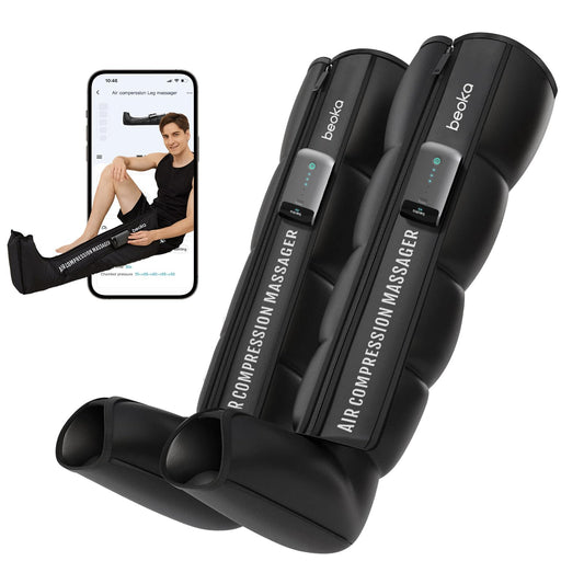 Beoka leg massager with 360-degree air chambers for targeted leg recovery after workouts.