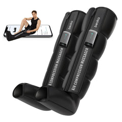 Beoka leg massager shows 360-degree air chambers providing full-leg coverage.