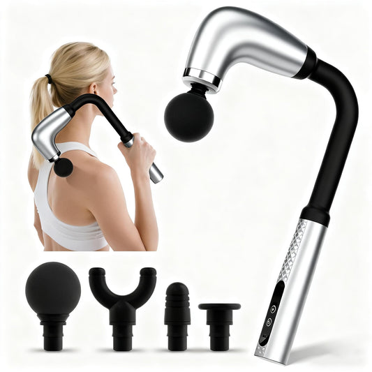 BEONISI massage gun with extended-handle for easy access to hard-to-reach areas