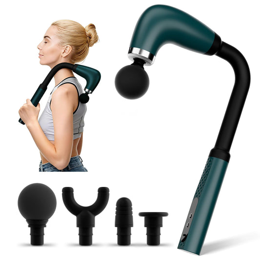 BEONISI massage gun con extended handle para alcance cómodo en cuello y espalda
