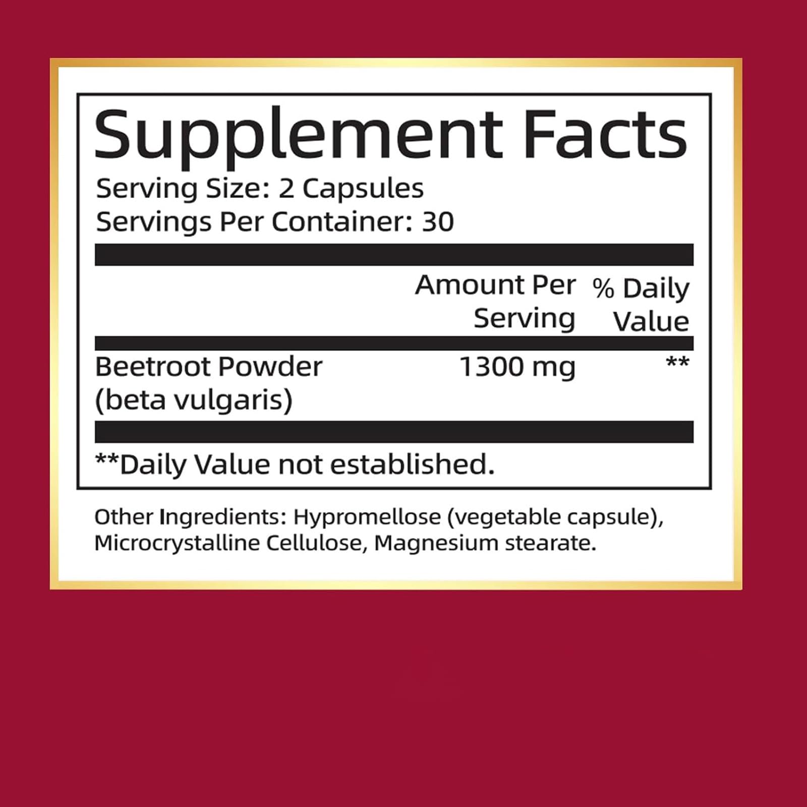 Beravia Organic Beetroot capsules displayed on shelf in clean packaging.