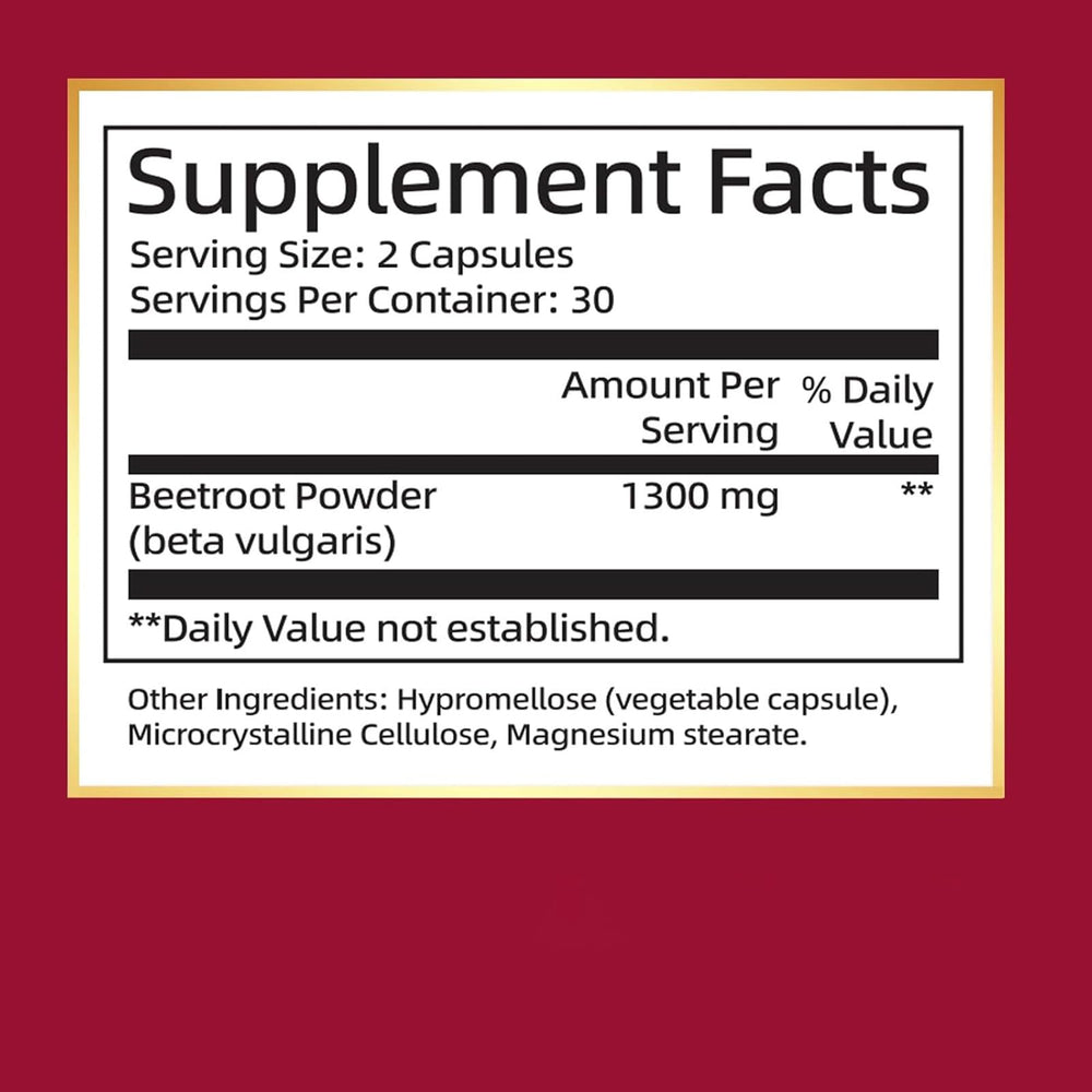 Beravia Organic Beetroot capsules displayed on shelf in clean packaging.