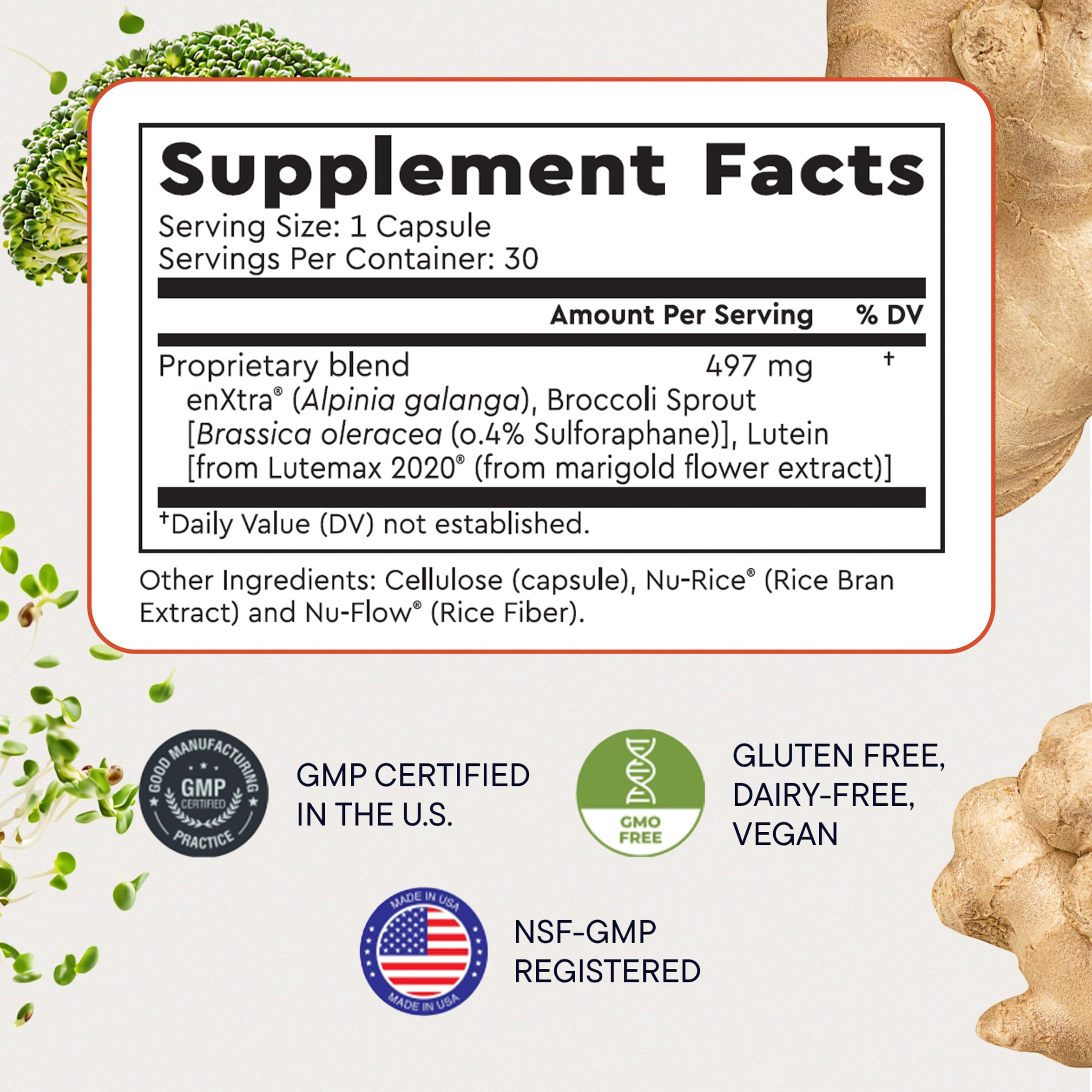 Broccoli sprout component in Berkeley Life Cognitive Support supports brain health.