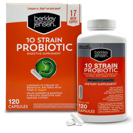 Berkley Jensen probiotic capsules front view for daily digestive support