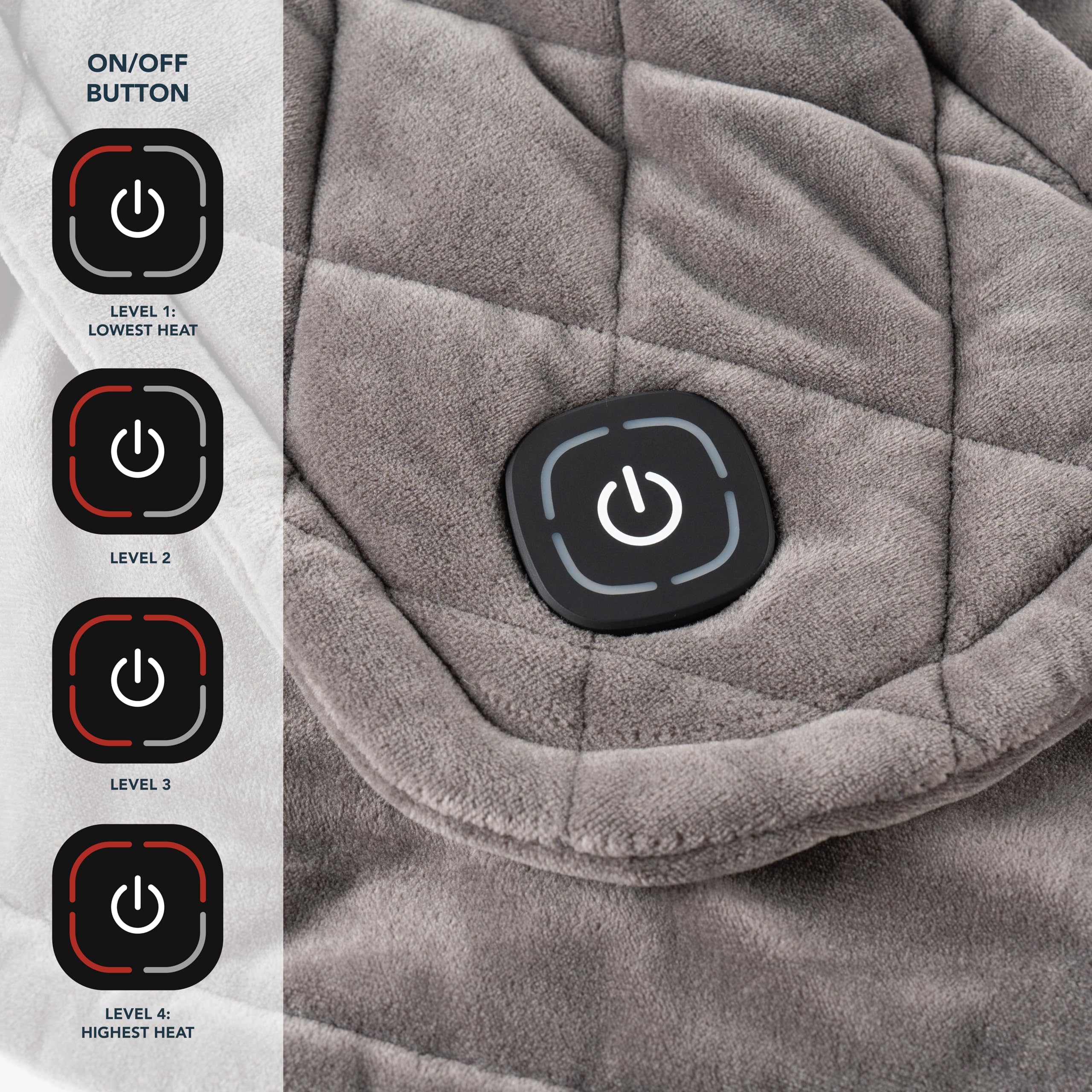 Berkshire Blanket weighted heating pad EZ Touch controller for easy heat adjustment.