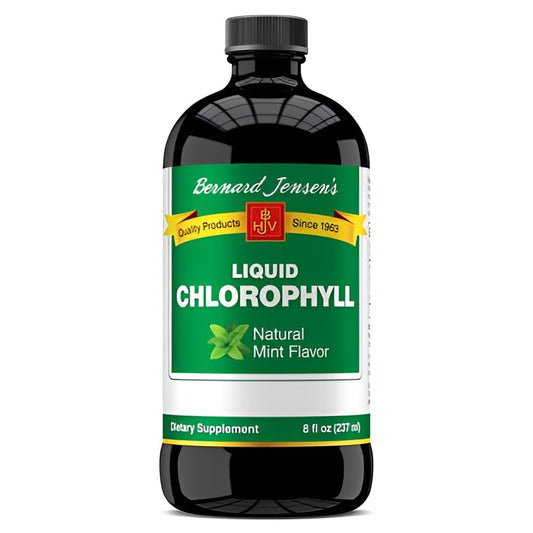 Bernard Jensen's Chlorophyll Liquid Mint Bottle for everyday freshness.