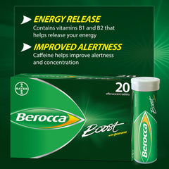 Berocca Boost bottle on desk suggesting ease of daily use.