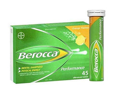 Berocca Orange tablets dissolving in water with bright fizz and citrus aroma