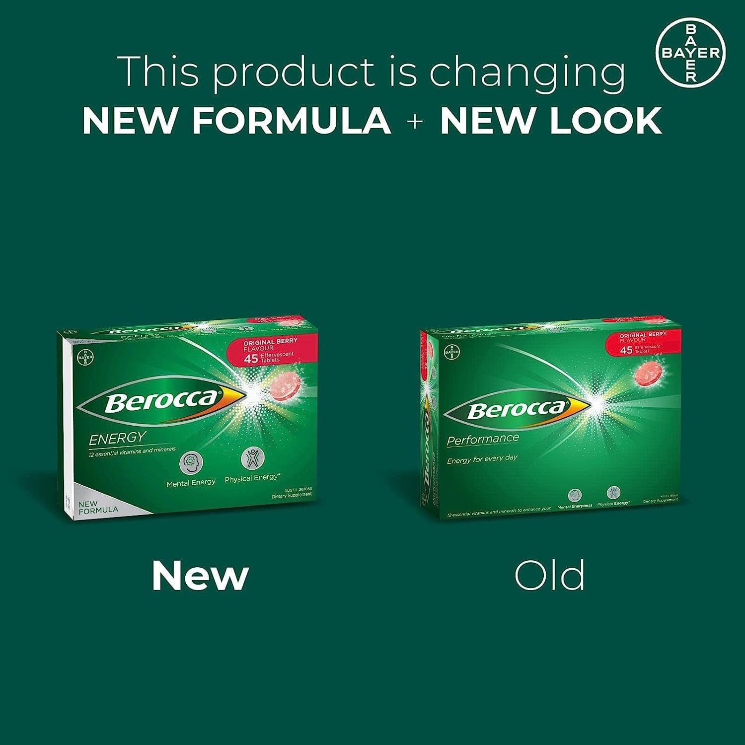 Berocca Original Berry flavour pack shot highlighting convenient effervescent tablets.