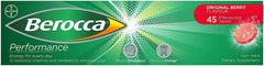 Berocca Performance Original tablet closeup with vibrant berry color.