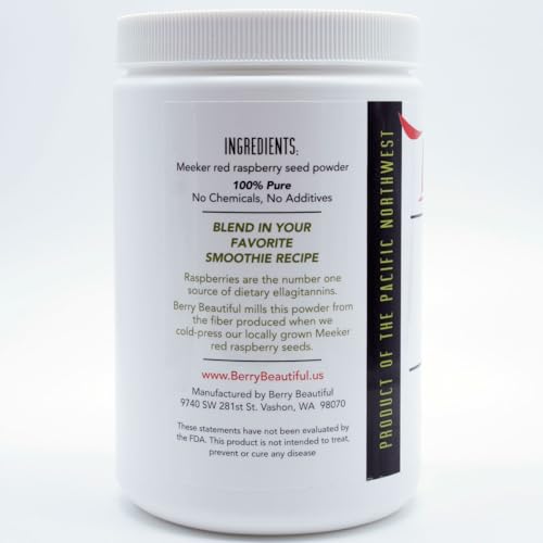 Berry Beautiful organic Meeker raspberry seed powder canister emphasizes purity and freshness