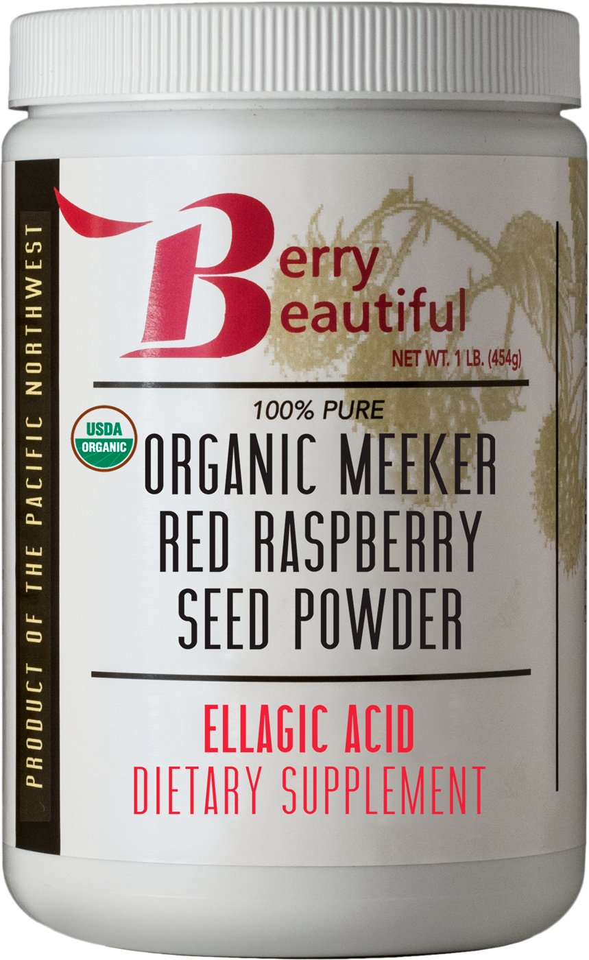 Berry Beautiful raspberry seed powder bottle ready to blend into smoothies for extra fiber