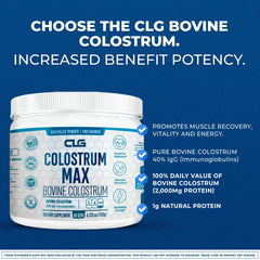Berry Gen Colostrum Max unflavored powder being mixed into a beverage for daily wellness.