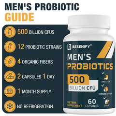 Besenify On-the-go pack showing two capsules for daily gut support.