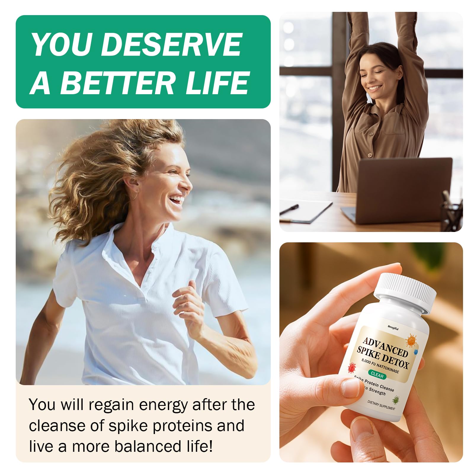 Besgiful Advanced Spike Detox label on the bottle emphasizing purity